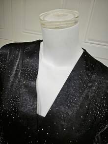 New Middle Eastern Women's Fashion Abaya With Rhinestone Decor, Pullover Long Robe (Random Rhinestone) - màu đen - Xem 6