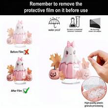 1/2/4/8件卡通粉色幽灵南瓜BOO桌面装饰趣味多用途2D亚克力牌匾家居宿舍办公室秋季万圣节礼物用品 - 彩色 - 查看 9