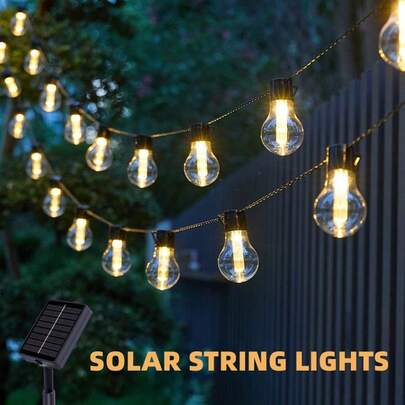 Luci a sfera vintage alimentate a energia solare con 8 modalità / Lampade vintage luminose da esterno, luci per atmosfera da esterno, luci per tenda da campeggio, impermeabili IP65, realizzate in materiale PET, adatte per campeggio, casa, giardino, decorazione natalizia e per feste, patio, tenda, gazebo, in diverse dimensioni. Stringa di luci decorative da esterno a LED, adatte per luci da atmosfera da campeggio, decorazione natalizia e per feste (10/20/30 lampadine)