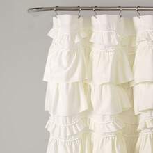 Lush Decor Kemmy Ruffled Shower Curtain, Single, 72" W X 72" L, White - Bathroom Curtain - Fabric Shower Curtains For Bathroom - Coquette Decor Halloween-Fall Decor-Room Decor - Ivory - 查看 3