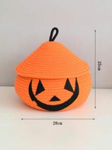 Halloween Home Pumpkin With Lid Woven Creative Storage Basket Living Room Desktop Coffee Table Sundry Storage Box Snack Storage Box With Lid Pumpkin Storage Basket, Fall Decor