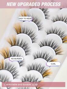 10 Pares de Cílios Postiços Amarelos de Falso Vison Macio em Formato de Olho de Gato A20-1, Alongam os Cílios, Ampliam os Olhos, Adequados para Festivais, Férias, Encontros e Outras Ocasiões