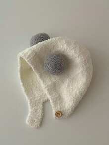 1 件儿童/幼儿可爱护耳厚保暖毛绒帽子，秋冬 - 彩色 - 查看 2