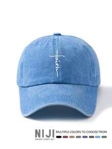 Faith Cross 印花棒球帽 纯色水洗做旧休闲运动帽 轻便可调节老爹帽 男女皆宜
