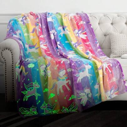 Glow In The Dark Blanket Unicorns Gifts For Girls, Soft Blanket 3 4 5 6 7 8 9 10 Year Old Girl Gifts, Toddler Girls Toys Age 6-8, Gifts For Girl For Birthday Gifts Presents, 50"X60"