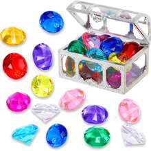 6/1015 peças de brinquedos de mergulho com pedras preciosas de diamante e caixa de tesouro pirata, conjunto de pedras preciosas acrílicas subaquáticas de verão para festa de piscina de Páscoa, lembrancinhas para festa de aniversário na piscina - Multicolorido - Ver 13