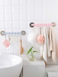 1/2 Set Bathroom Toilet Storage Rack, Suction Cup Hooks Rack, Dedicated Corner Hanging Rack, 6pcs Kitchen Hooks, Bathroom Hooks, Corner Hooks, Slotless Hooks, Hat Hooks, Towel Hooks, Miscellaneous Storage Hooks, Bathroom Storage Rack Bathroom Accessories - Multicolor - View 7