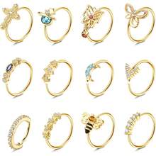 Milacolato 12PCS Nose Rings Hoop 20G Nose Rings For Women Surgical Stainless Steel Nose Piercing Dangle Nose Ring Cartilage Earring Jewelry - 彩色 - 查看 14