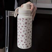 1pc18oz/22oz/40oz Rose Pattern Water Cup, Stainless Steel Insulated Coffee Cup, Double-Layer Protective Vacuum Insulated Water Bottle With Carrying Lid, Convenient Drinking, Suitable For Home, Office, Outdoor, Sports, Cycling And Other Scenes, Perfect Christmas Gift For Mother, Grandma, Sister, Girlfriend, Holiday Necessity, Reusable. - Multicolor - View 12