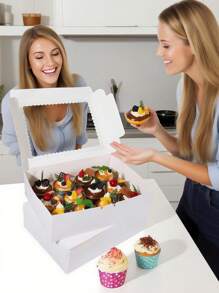 4 Stücke/1 Stück Cupcake Box mit Fenster, 12 Cupcake Box, große Kuchenschachtel, geeignet für Geburtstag, Hochzeit, Valentinstag, Geschenkverpackungsbox