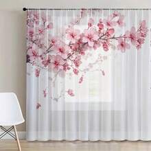2 tấm rèm voan Sakura - Họa tiết hoa hồng, thiết kế kiểu túi luồn thanh treo, chất liệu polyester nhẹ, trang trí lãng mạn cho phòng khách và phòng ngủ, dễ bảo quản, có thể giặt, rèm trang trí | Chất vải mềm mịn - Nhiều màu - Xem 23