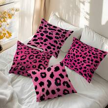 4pcs Pink Leopard Print Pillow Covers, Single-Sided Printed Cushion Covers, Suitable For Living Room, Bedroom, Home Decor, All Season - Multicolor - View 8