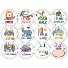 12 Pieces Baby Growth Souvenir Stickers, Monthly Milestone Stickers To Commemorate Baby's Growth