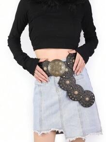 1 Peça Cinto Feminino de Couro PU Estilo Vintage Boêmio Retrô, Estilo Cowgirl Ocidental Retrô para Todas as Estações, Escola