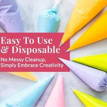 100-Piece Disposable Piping Bag Set – Cake Decorating Kit With 18 Tips, 3 Scrapers & Couplers – Icing Bag Kit For Home Baking & Professional Use - White - View 6
