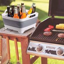 Collapsible Dish Basin, 9L/2.4Gal Foldable Sink Tub With Drain Plug, Portable Washing Bin For Kitchen/RV/Camping, Dish Drying Rack(FoodGrade PP, ) , SpaceSaving Storage, Gray - 9公升 - 查看 7