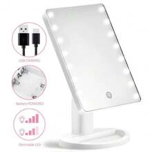 1pc 16LED Makeup Mirror With Light, Desktop Mirror Surface Rotatable Makeup Mirror Light 3-Speed