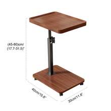 C-Shaped Sliding Side Table – Height Adjustable (18"-32"), 360° Swivel Top & Wheels, Multi-Use - Brown - View 9