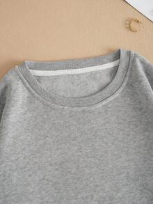 LCWomen's Drop Shoulder Long Sleeve Sweatshirt,Long Sleeve Tops Graduation,Back To School Outfits,Graduation,Teacher Outfits Women,Back To School Pullover Fall OutfitCasual Daily Wear - 灰色 - 查看 4