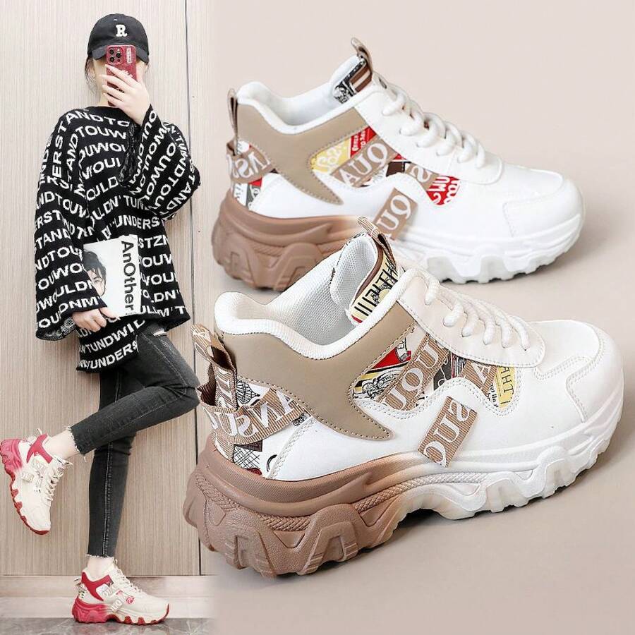 Women Wedge Sneakers - 紅卡 - 查看 1