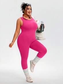 TCVC 大码女式无缝时尚露背 V 型背连体裤，透气舒适深 V 露背紧身衣，高弹力紧身收腹修身连体裤，针织面料亲肤吸湿排汗，欧美街头风格，适合户外散步、购物、旅行、办公室，用途广泛 - 粉色 - 查看 2