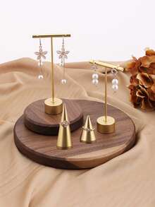 TONVIC 1PC/2PCS/4PCS Exquisite Creative Jewelry Earring Display Stand T-Shaped Tower Metal Earring Holder Storage Rack Stud Earrings Ring Hanging Storage Rack Home Decor - Gold - View 28