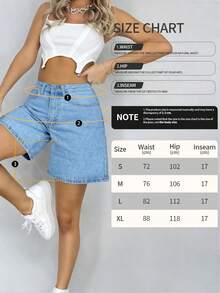 女士休闲水洗百慕大牛仔短裤