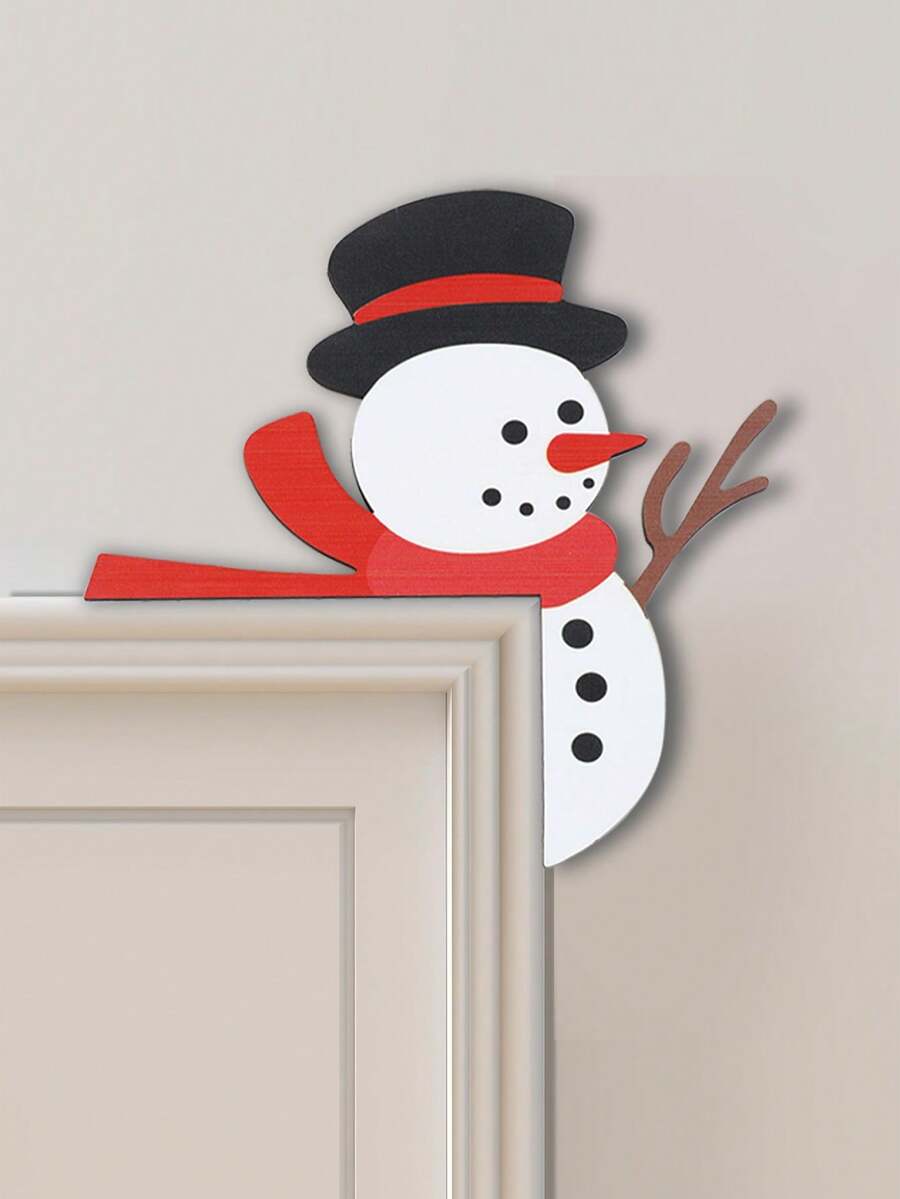 1 pieza Decoración de marco de puerta de madera de Navidad, Decoraciones de marco de puerta con diseño de muñeco de nieve de Navidad, Decoraciones de Navidad para el hogar 2025, Regalos de Navidad, Decoraciones de puerta de Navidad, Regalos de Año Nuevo 2026, Decoración para vacaciones y días festivos, Decoración versátil para habitaciones, Decoración diaria para marcos de puertas