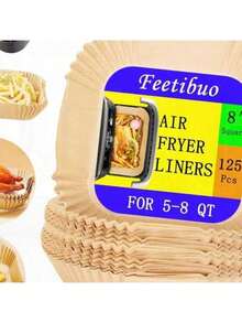 Parchmt Paper For Air Fryer 7.9inch Square Air Fryer Liners Disposable 50PCS Stick Parchmt Paper Sheets For 58QT Airfryer Liners Baking Roasting Microwave YFHL6