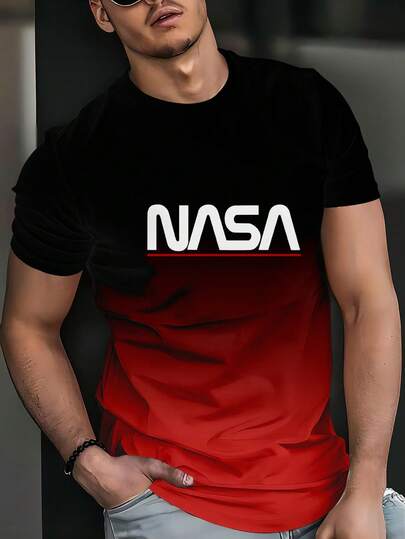 Fashion Letter Print Short Sleeve Crew Neck T-Shirt, Men's Casual Street Style Crew Neck T-Shirt Summer