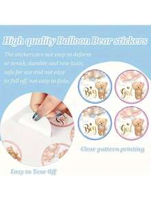 20/40 miếng dán giấy hình gấu dễ thương cuộn giấy tiết lộ giới tính đội bé trai đội bé gái miếng dán giấy màu xanh hồng miếng dán trang trí hình tròn tự dính thích hợp cho tiệc tiết lộ giới tính tiệc chào đón em bé, đồ dùng tiệc tùng, đồ trang trí tiệc chào đón em bé, đồ trang trí sinh nhật - Nhiều màu - Xem 6