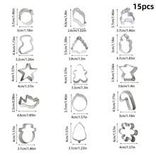 15pcs Mini Christmas Cookie Cutter Set Stainless Steel Cookie Mold Santa Claus, Snowflake, Christmas Tree, Snowman, Angel Shapes Baking Tools Small Cookie Molds - Silver - View 2