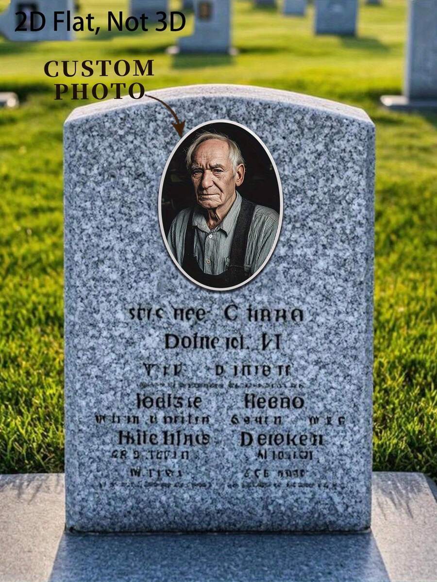 Custom 2D Acrylic Photo Memorial Grave Marker - Waterproof Outdoor Cemetery Decoration For Loved Ones & Pets, Oval Shape With Laser-Cut Design, Perfect For Mother'S & Father'S Day Gifts - Multicolor - View 1