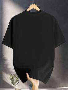 Camiseta casual de verano para hombre, de manga corta, con estampado de coche, cuello redondo negro, talla para adulto, lavable a máquina. - Negro - Ver 2