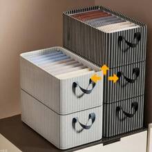 Caja de almacenamiento multifuncional para dormitorio, caja de almacenamiento sin particiones de color gris, caja de almacenamiento de ropa y pantalones con estilo de cajón - Gris - Ver 4