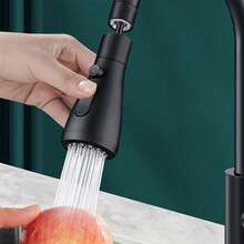 1pc Modern Kitchen Faucet Extender, 360° Swivel Spout, 3 Water Modes, Metal & Plastic, Includes 20-24mm Diameter Installation Adapter, Multi-Function Aerator, Shower & Scraper Water Outlet - Black - View 5