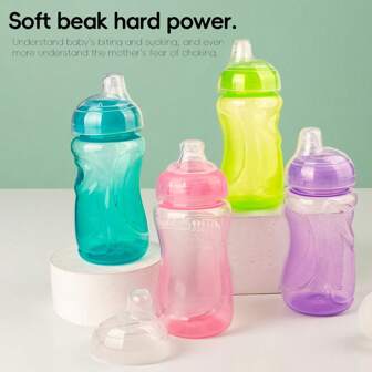 Taza con pico de pato para bebé, taza de entrenamiento de silicona con pico de pato, taza para beber, para bebés, niños pequeños y niños, para bebés de 6-12 meses y niños pequeños de 1-3 años, niños y niñas, taza para beber, 2.3 Oz (66g) Multicolor, 300ml