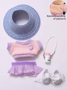 Clothes For Labubu 17cm The Monster Doll's Outfit Accessories Clothing DIY High-Quality Summer Hat Water Bottle T-Shirt And Shoes