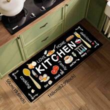 1/3 piezas Juego de alfombras de cocina, alfombra de poliéster tejida antideslizante, lavable a máquina, alfombra rectangular ligera con diseño de comida y vajilla, adecuada para dormitorio, sala de estar, comedor, cocina, baño