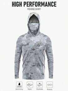 Spring/Summer Fishing Shirt Men's Long Sleeve Hooded Fishing Suit With - Light Grey - View 2