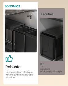 SONGMICS Trash Cans - Black - View 4