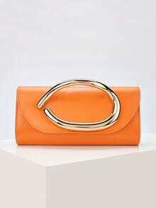 Retro Solid Color Clutch Bag, Versatile Handbag, Fashionable PU Leather Bag, Suitable For Women, Can Be Used For Weddings, Parties, Balls, Galas And Other Occasions. - Orange - View 2