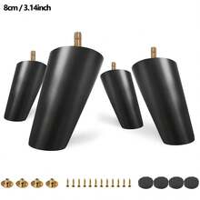 4 Stücke natürliche Holz-Verjüngungsfüße mit M8 Gewindestange - bieten stabile und dauerhafte Unterstützung für TV-Schränke, Couchtische und Sofas - DIY Möbelfüße, Möbelfüße | Natürliche Holzoberfläche | Gewindestangen-Design, Möbel Holzbeine Schwarz - Schwarz - Übersicht 11