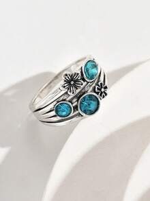 1枚时尚个性化镂空银戒指，镶嵌彩色锆石，精致百搭，适合日常佩戴或作为礼物送给朋友。 - 鏤空戒指 - 查看 14