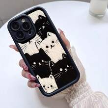 1 件卡通黑白猫防摔手机壳加厚防滑保护套适用于 、Honor、Redmi、Galaxy，防水防震防刮 - 黑色 - 查看 5