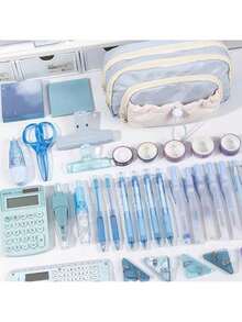 Bolsa Estudantil De Alta Capacidade Multifuncional Para Papelaria Nova Lápis Yoble.Loja - Preto - Visão 8