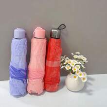 مظلة شفافة قابلة للطي من مادة البي في سي بإطار موجي عتيق - مظلة مطر قابلة للطي شفافة ثلاثية الطي - مناسبة للتصوير الفوتوغرافي والسفر والأميرات، متعددة الألوان، مناسبة لعيد الحب للرجال والنساء، للاستخدام في الصيف والشاطئ والسفر والربيع، هدايا لوصيفات العروس، ديكور الغرفة والشقة - وردي - مشاهدة 6