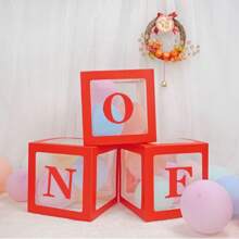 适合女孩或男孩的第一个生日装饰，3 个 ONE 气球盒，适合 1 岁女孩生日装饰，婴儿立方体积木派对装饰，带有一个字母