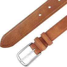 Multicolored Leather Waist Belt With Pin Buckle For Jeans - Vintage Brown - View 5