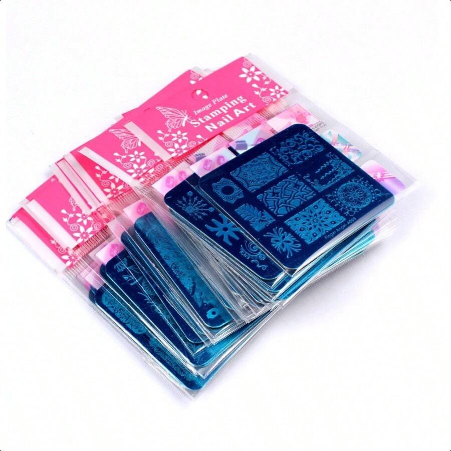 Finger Angel 12Pcs Nail Stamp Plates Set 10 Plate 1Stamper 1Scraper Nails Art Stamping Plate Scraper Stamper Set Leaves Flowers Lace Design Nail Plate Template Image Plate-0346 - A1-10 - Xem 1